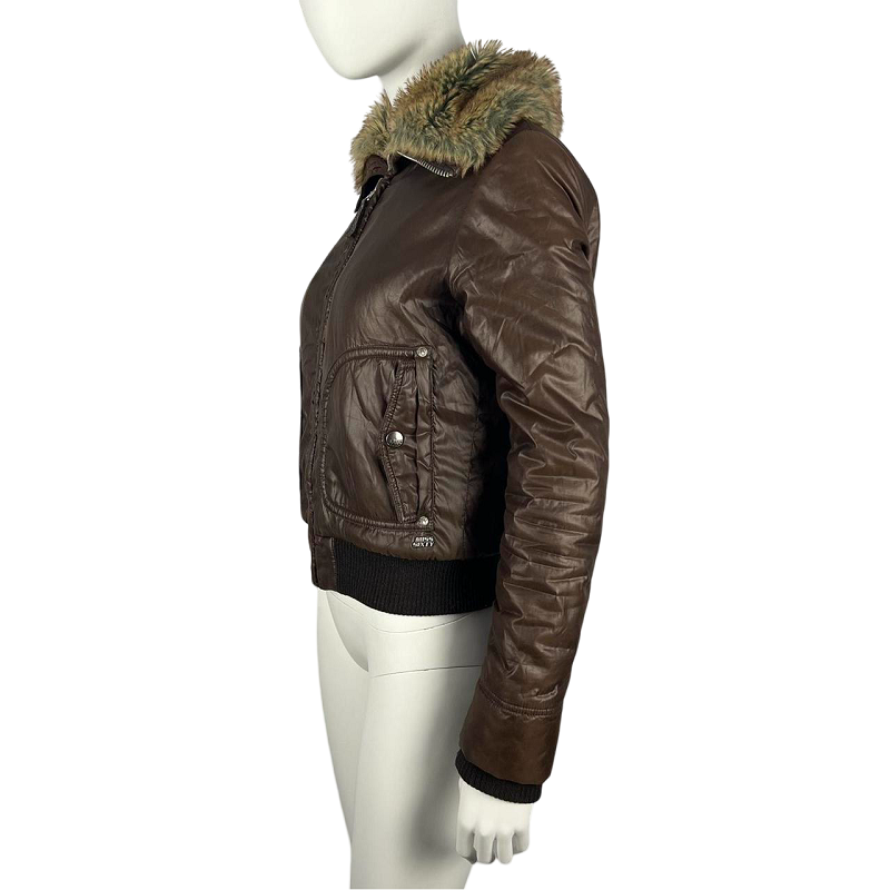 Miss Sixty Women's Brown Leather Jacket With Fur Collar - Image 3