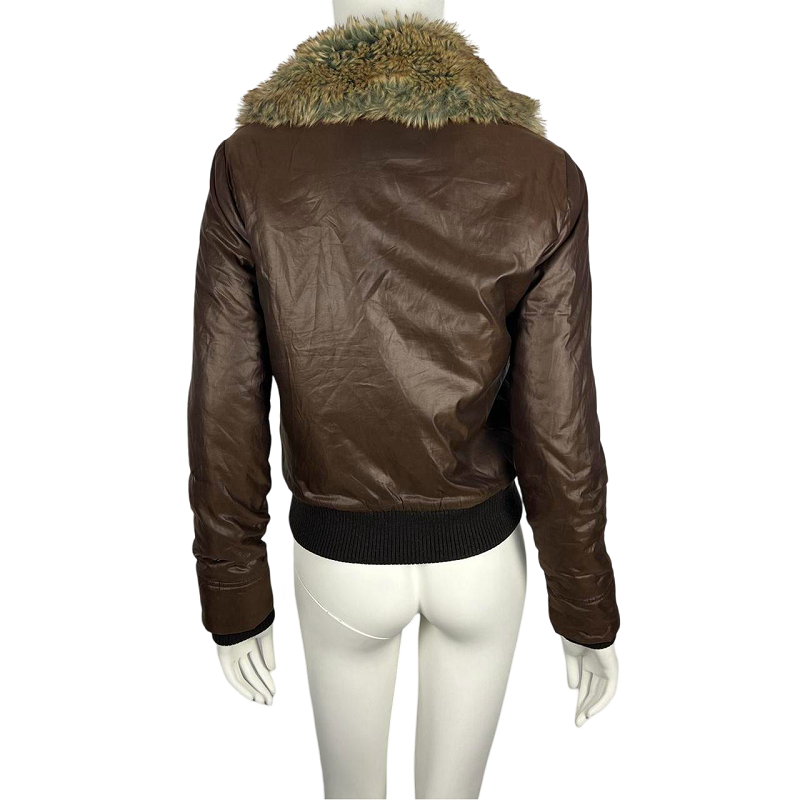 Miss Sixty Women's Brown Leather Jacket With Fur Collar - Image 5