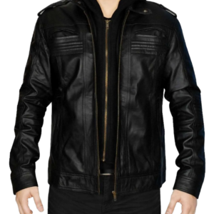 AJ Styles Leather Jacket with Hoodie