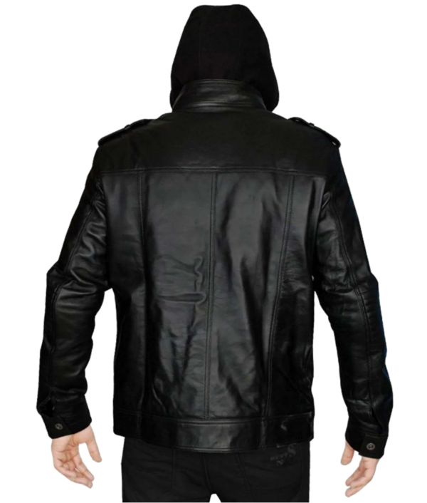 TNA AJ Styles Black Leather Jacket with Removable Hoodie - Image 3