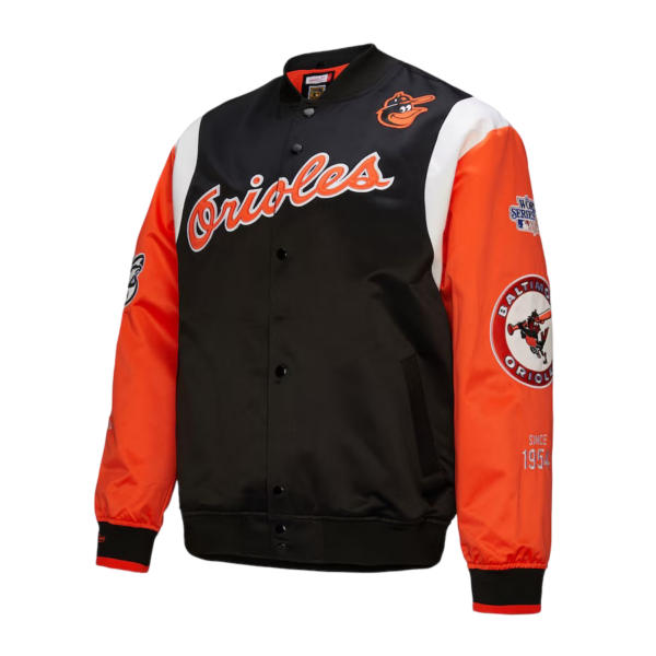 Baltimore Orioles Mitchell & Ness Black/Orange Cooperstown Collection Team Origins Jacket - Image 2