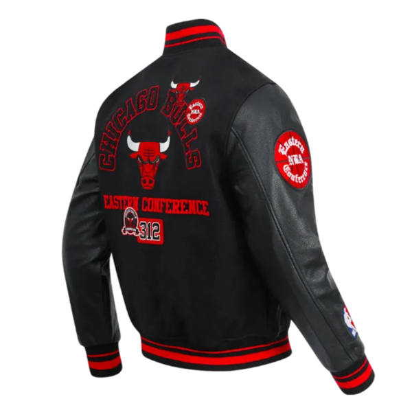 Chicago Bulls Area Code Classic Rib Bomber Varsity Jacket - Image 3