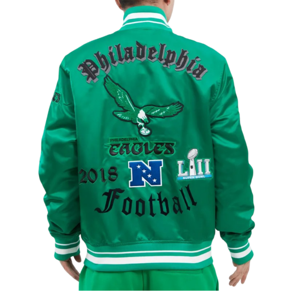 Philadelphia Eagles Old English Classic Rib Satin Jacket - Image 4