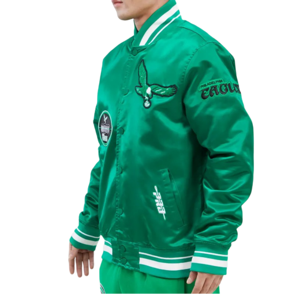 Philadelphia Eagles Old English Classic Rib Satin Jacket - Image 3