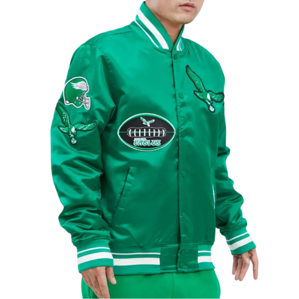 Philadelphia Eagles Old English Classic Rib Satin Jacket - Image 2
