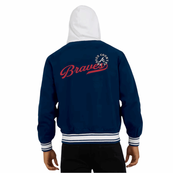 Atlanta Braves Navy Full-Snap Cotton Hooded Jacket - Image 6