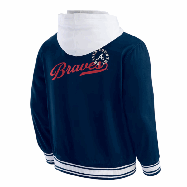 Atlanta Braves Navy Full-Snap Cotton Hooded Jacket - Image 2