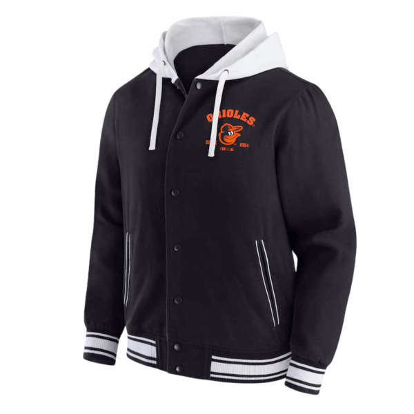 Baltimore Orioles Black Bomber Hooded Jacket - Image 2