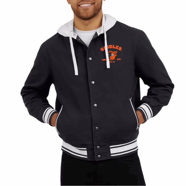 Baltimore Orioles Black Bomber Hooded Jacket - Image 4