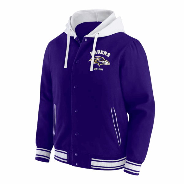 Baltimore Ravens Purple Cotton Hooded Jacket - Image 2