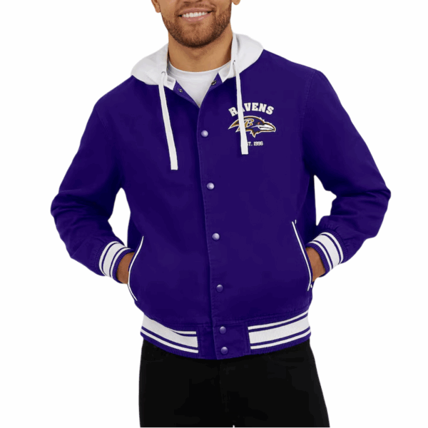Baltimore Ravens Purple Cotton Hooded Jacket - Image 4