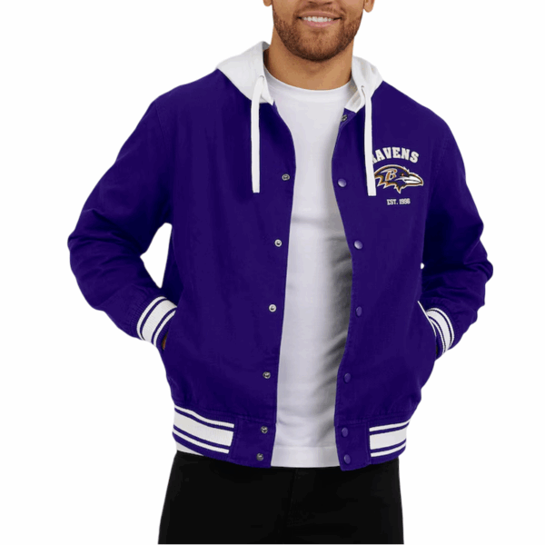 Baltimore Ravens Purple Cotton Hooded Jacket - Image 5