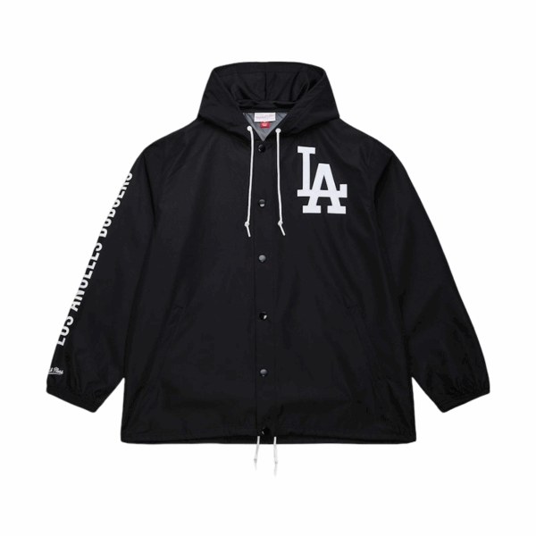 Black Dodgers Coaches Hooded Black Windbreaker Jacket