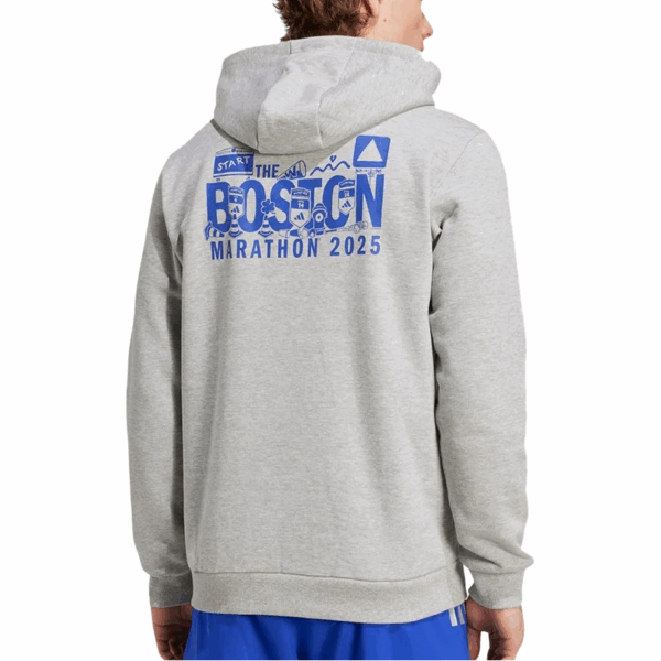 Boston Marathon 2025 Graphic Gray Hoodie - Image 3