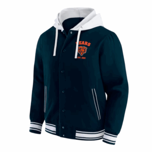 Chicago Bears Navy Bomber Cotton Hooded Jacket