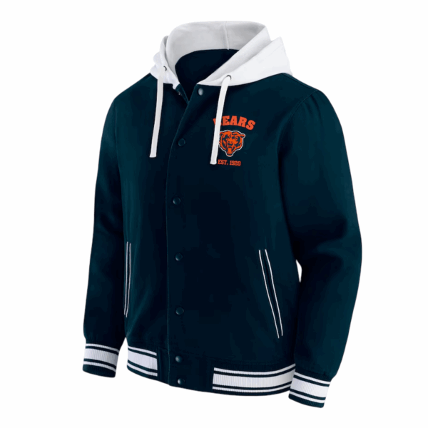 Chicago Bears Navy Bomber Cotton Hooded Jacket