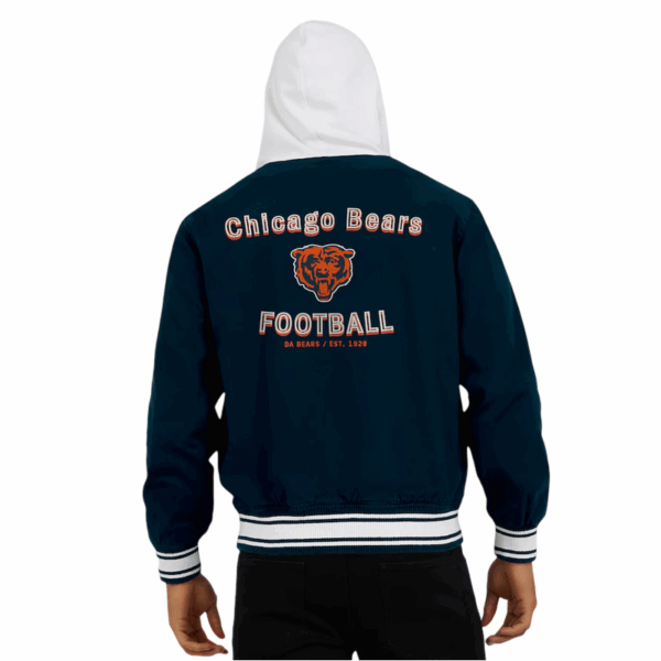 Chicago Bears Navy Bomber Hooded Jacket - Image 6