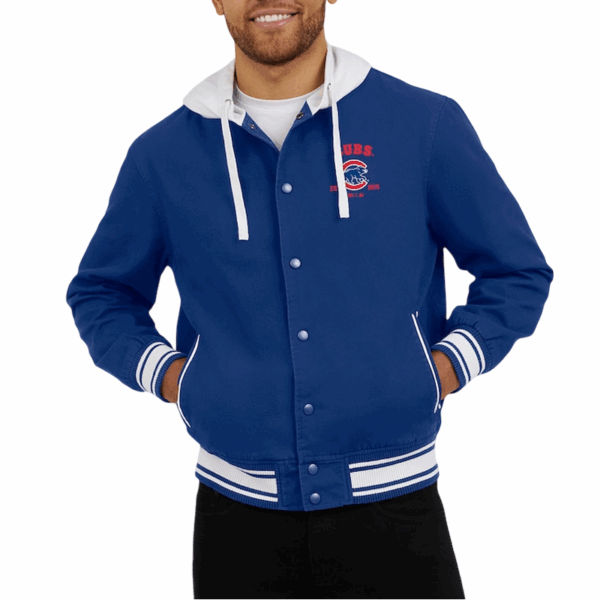 Chicago Cubs Royal Hooded Cotton Jacket - Image 5