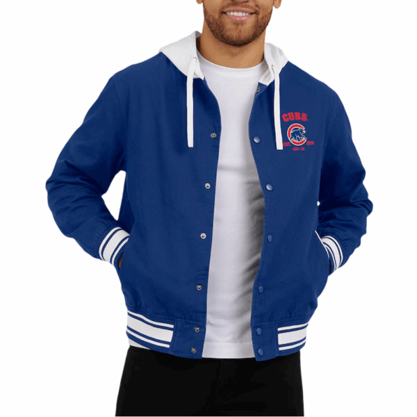 Chicago Cubs Royal Hooded Cotton Jacket - Image 4