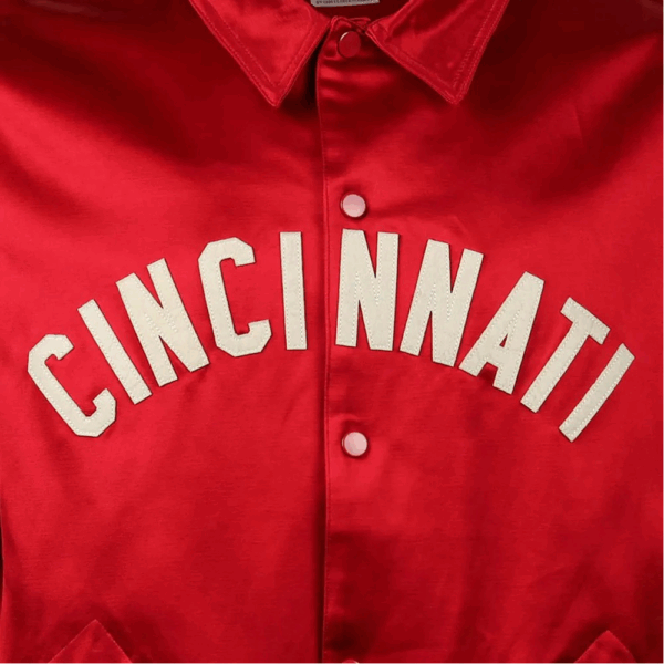 Cincinnati Reds 1955 Bomber Satin Windbreaker - Image 6