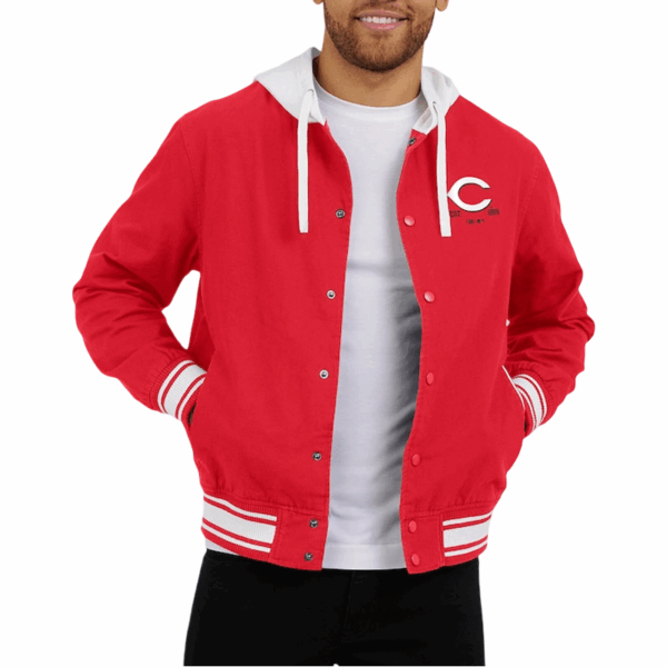 Cincinnati Reds Red Cotton Hooded Jacket - Image 5