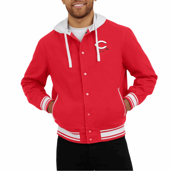 Cincinnati Reds Red Cotton Hooded Jacket - Image 4