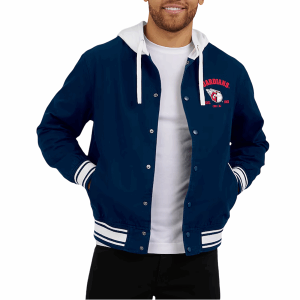 Cleveland Guardians Navy Hooded Jacket - Image 5