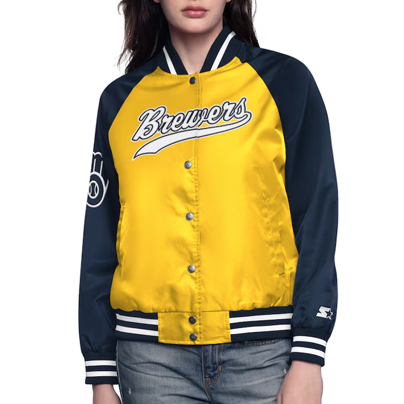 GoldNavy Milwaukee Brewers Home Run Varsity Satin Jacket