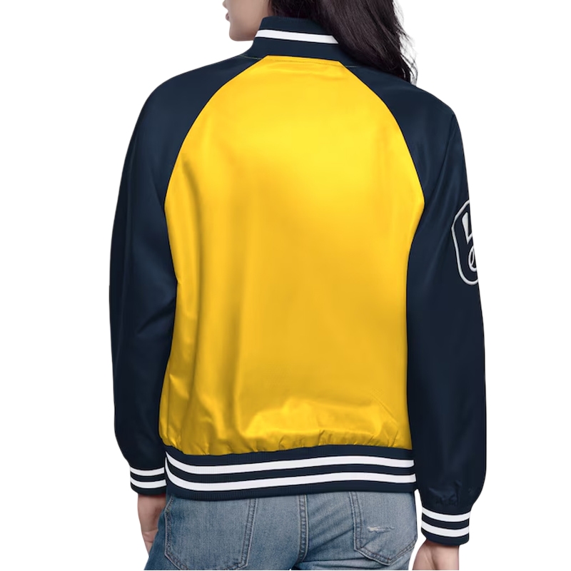 Milwaukee Brewers Home Run Gold/Navy Varsity Satin Jacket - Image 2