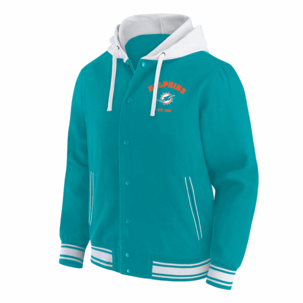 Miami Dolphins Aqua Hooded Cotton Jacket - Image 2