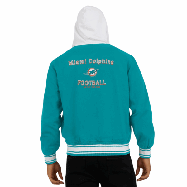 Miami Dolphins Aqua Hooded Cotton Jacket - Image 6