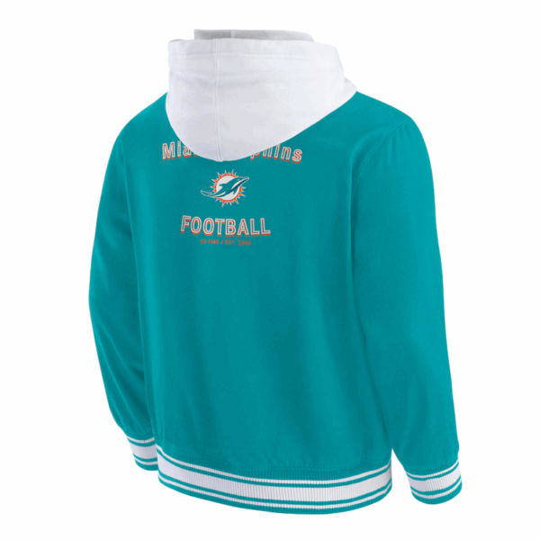 Miami Dolphins Aqua Hooded Cotton Jacket - Image 3