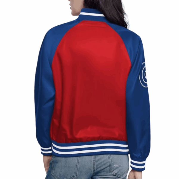 Chicago Cubs Home Run Varsity Red/Royal Satin Jacket - Image 2