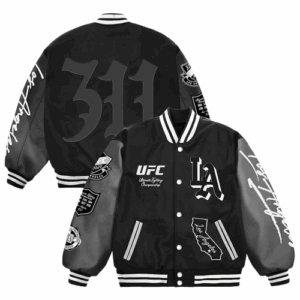 UFC 311 Los Angeles 2025 Black Varsity Jacket