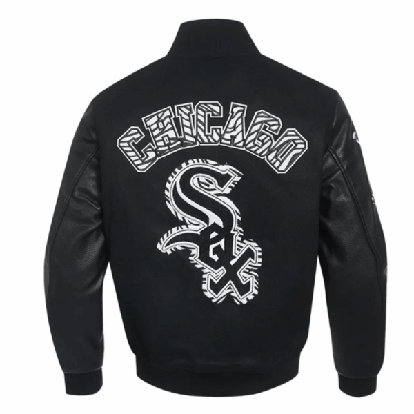Chicago White Sox Animal Print Varsity Wool/Leather Jacket - Image 4