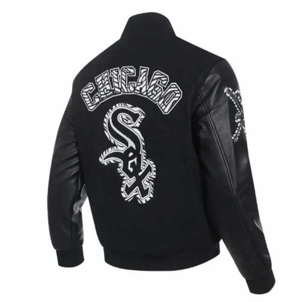 Chicago White Sox Animal Print Varsity Wool/Leather Jacket - Image 3