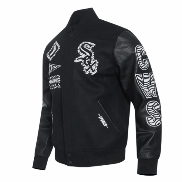 Chicago White Sox Animal Print Varsity Wool/Leather Jacket - Image 2