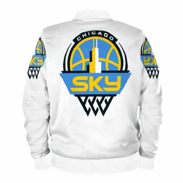Chicago Sky Bomber White Satin Jacket - Image 2