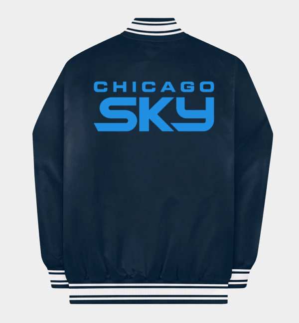 Chicago Sky Navy Satin Jacket - Image 2