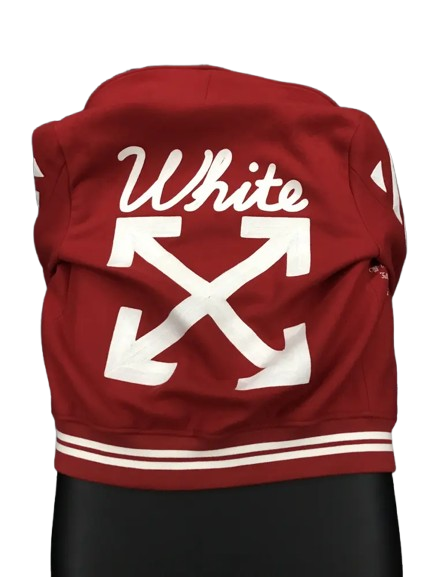 Off-White Red Bomber Varsity Jacket - Image 2