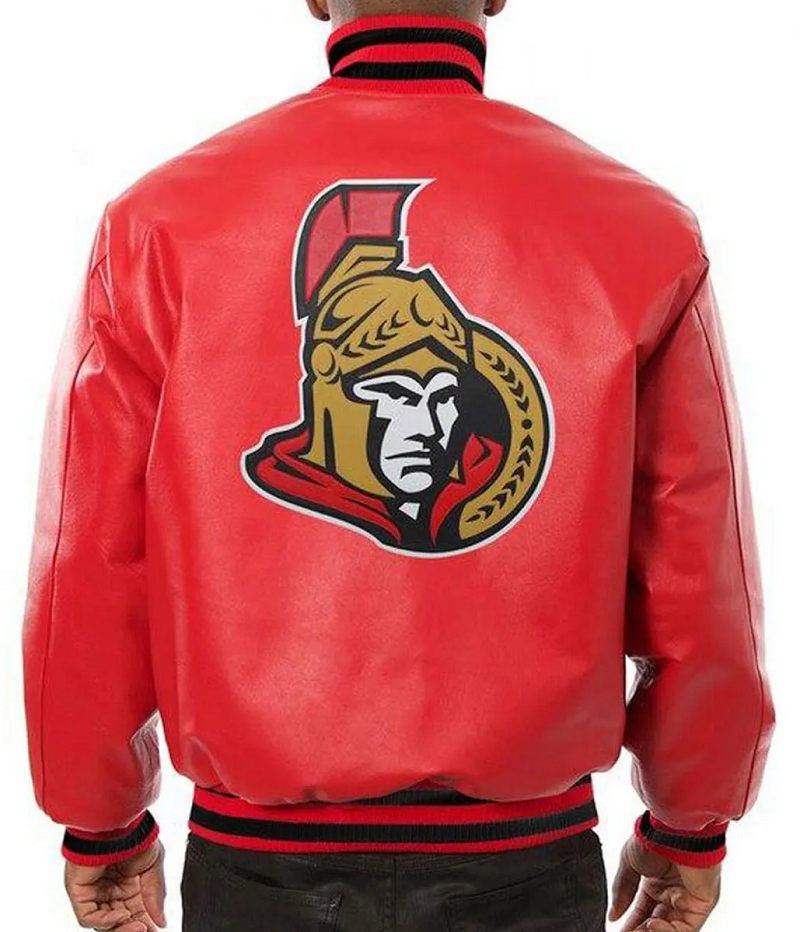 Ottawa Senators Varsity Leather Red Jacket - Image 2