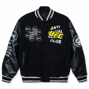 ASSC x UFC Black Wool Varsity Jacket