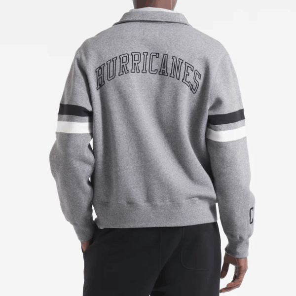 Carolina Hurricanes Heather Gray Striped Fleece Jacket - Image 3