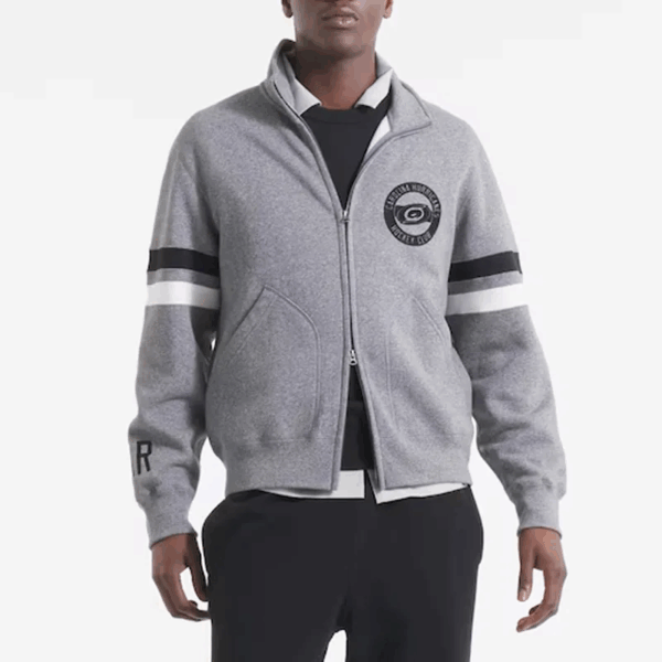 Carolina Hurricanes Heather Gray Striped Fleece Jacket - Image 2