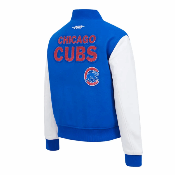 Chicago Cubs Game Day Classics Royal Varsity Wool/Leather Jacket - Image 3