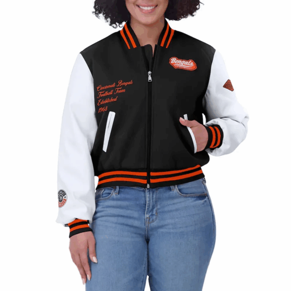 Black/White Cincinnati Bengals Varsity Full-Zip Jacket - Image 4