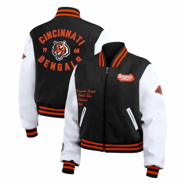 Black/White Cincinnati Bengals Varsity Full-Zip Jacket - Image 3