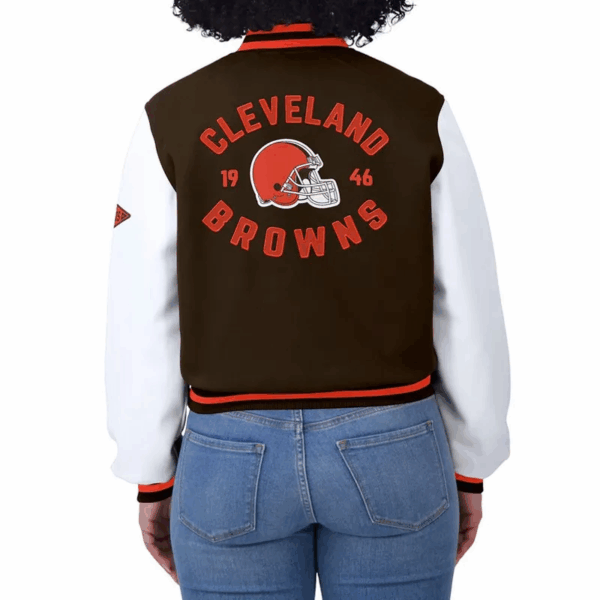 Brown/White Cleveland Browns Varsity Full-Zip Jacket - Image 5