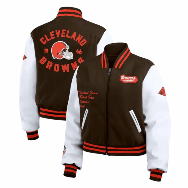 Brown/White Cleveland Browns Varsity Full-Zip Jacket - Image 3