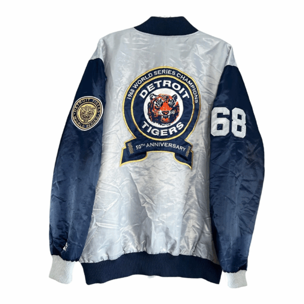 90’s Detroit Tigers World Series Navy and Gray Jacket - Image 2
